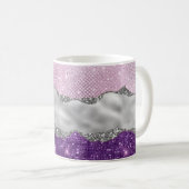 Stilvoll rosa, Lila glitzerndes Silbergürtel Kaffeetasse (VorderseiteRechts)