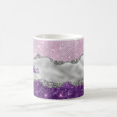 Stilvoll rosa, Lila glitzerndes Silbergürtel Kaffeetasse (Mittel)