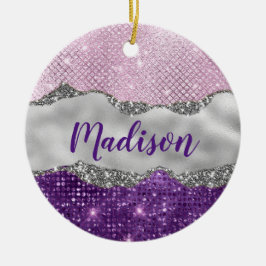Stilvoll rosa, Lila glitzerndes Silbergürtel Keramik Ornament