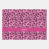 Stilvoll rosa lila Leopardendruck mit Namen Geschenkpapier Set (Vorderseite 2)