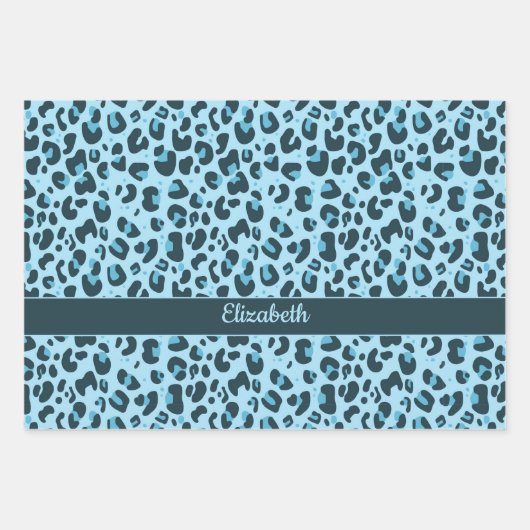 Stilvoll rosa lila Leopardendruck mit Namen Geschenkpapier Set (Vorderseite)