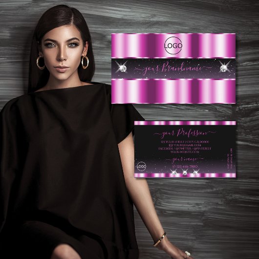 Stilvoll rosa Lila schwarze Schmuckstücke mit Logo Visitenkarte