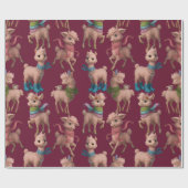 Stilvoll rosa Llamas Geschenkpapier (Flach)