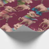 Stilvoll rosa Llamas Geschenkpapier (Ecke)