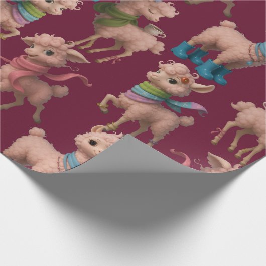 Stilvoll rosa Llamas Geschenkpapier (Ecke)