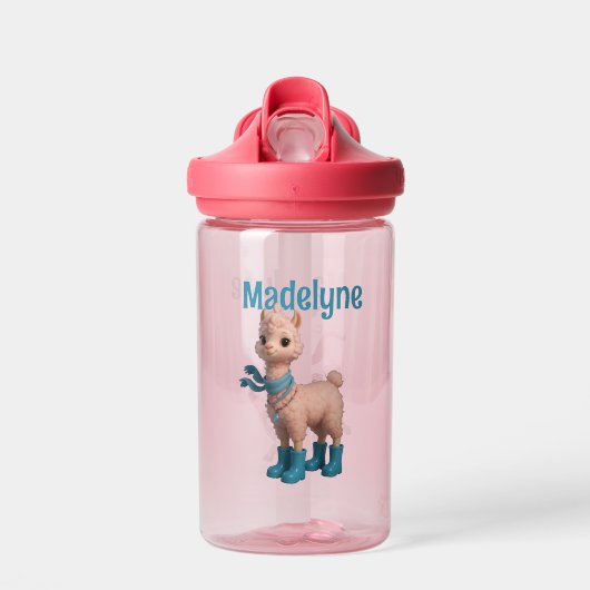 Stilvoll rosa Llamas Trinkflasche (Vorne)