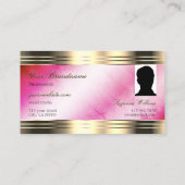 Stilvoll rosa Marmor Gold Border Monogram und Foto Visitenkarte (Rückseite)