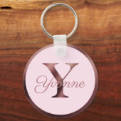 Stilvoll rosa Metallische Rose Gold Monogram Lette Schlüsselanhänger (Vorderseite)