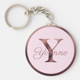 Stilvoll rosa Metallische Rose Gold Monogram Lette Schlüsselanhänger