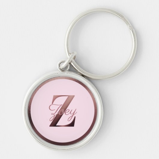 Stilvoll rosa Metallische Rose Gold Monogram Lette Schlüsselanhänger (Vorne)