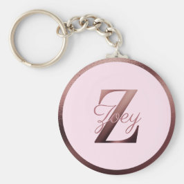 Stilvoll rosa Metallische Rose Gold Monogram Lette Schlüsselanhänger