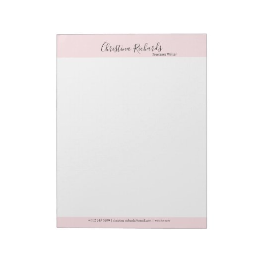 Stilvoll rosa Minimalistisch Notizblock (Rotiert)