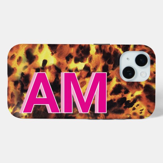 Stilvoll rosa Mit Monogramm Tortoiseshell Case-Mate iPhone Hülle (Rückseite (Horizontal))