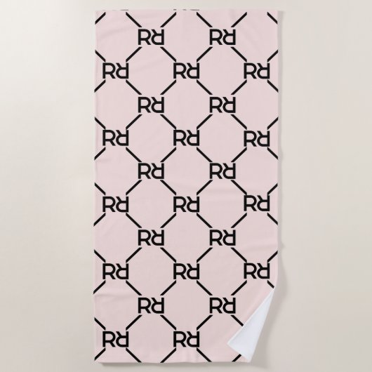Stilvoll rosa Modernes Script Girly Monogram Initi Strandtuch (Vorderseite)