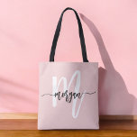 Stilvoll rosa Modernes Script Girly Monogram Name Tasche<br><div class="desc">Die stilvolle Pink Modern Script Girly Monogram Name Tote Bag ist die perfekte Mischung aus Mode und Funktion. Mit einem sanften rosa Hintergrund und einem personalisierten Monogramm in einem modernen Script-Schriftart fügt diese Tasche Ihrem Alltag eine schicke, personalisierte Touch hinzu. Er ist aus langlebigen, hochwertigen Materialien gefertigt und geräumig genug,...</div>