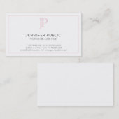 Stilvoll rosa Monogram Minimalistisch Chic Schlich Visitenkarte (Vorne/Hinten)