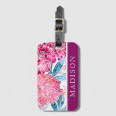 Stilvoll rosa Muster Chic Personalisierter Name Gepäckanhänger (Vorderseite Vertikal)