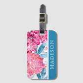 Stilvoll rosa Muster Chic Personalisierter Name Gepäckanhänger (Vorderseite Vertikal)