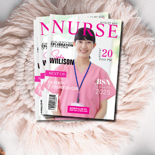 Stilvoll rosa Pflegezeitschrift Foto Abschluss Einladung