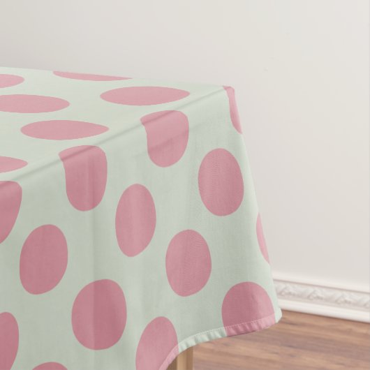 Stilvoll rosa Polka Dots Hellgrüner Hintergrund Tischdecke (Beispiel)
