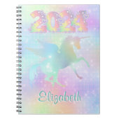 Stilvoll rosa Rainbow unicorn Glitzer 2024 Notizblock (Vorderseite)