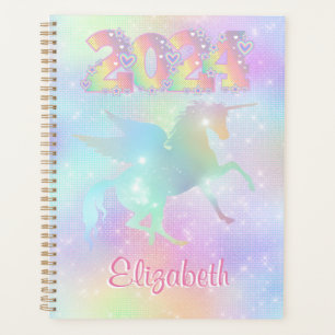 Stilvoll rosa Rainbow unicorn Glitzer 2024 Planer
