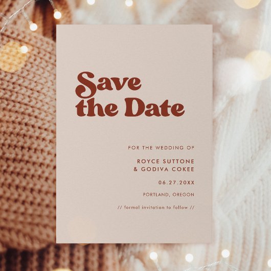 Stilvoll rosa Retro Save The Date