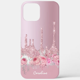 Stilvoll rosa Rosa Glitzer Tropfen Case-Mate iPhone Hülle