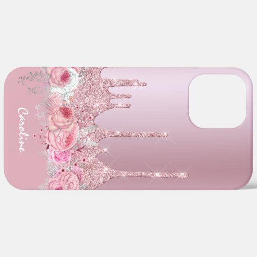 Stilvoll rosa Rosa Glitzer Tropfen Case-Mate iPhone Hülle (Hinten (horizontal))