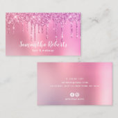 Stilvoll rosa Rosa Glitzer Tropfen Haar & Make-up Visitenkarte (Vorne/Hinten)
