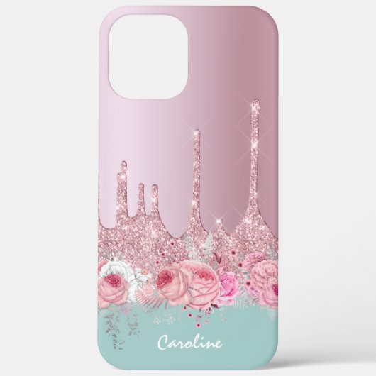Stilvoll rosa Rosa Glitzer Tropfen Minze Case-Mate iPhone Hülle (Rückseite)
