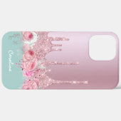Stilvoll rosa Rosa Glitzer Tropfen Minze Case-Mate iPhone Hülle (Rückseite / Rechts)