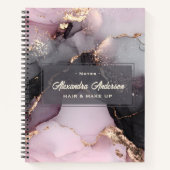 Stilvoll rosa Schwarz Glitzer Agate Marble Notizblock (Vorderseite)