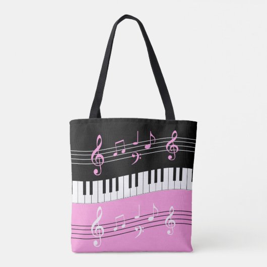 Stilvoll rosa Schwarz-weiße Klaviertasten und -not Tasche (Rückseite)