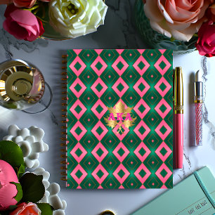 Stilvoll rosa und grün Mit Monogramm Notebook Notizblock
