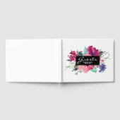 Stilvoll rosa und Lila Aquarellblume Gästebuch (Voll)