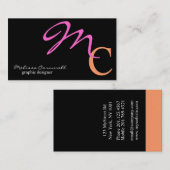 Stilvoll rosa und pfirsichfarbenes Monogramm Visitenkarte (Vorne/Hinten)