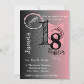 Stilvoll rosa und schwarz glänzende geometrische G Einladung (Vorderseite)