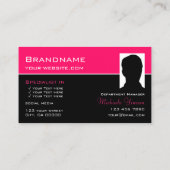 Stilvoll Rosa und Schwarz mit Beruflichem Foto Visitenkarte (Rückseite)