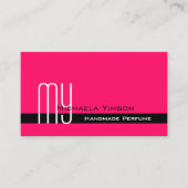 Stilvoll rosa und schwarz mit Initials Beruflich Visitenkarte (Vorderseite)