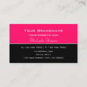 Stilvoll rosa und schwarz mit Monogramm Beruflich Visitenkarte (Rückseite)