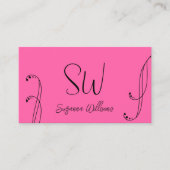 Stilvoll rosa und schwarz Verziert mit Monogram Visitenkarte (Vorderseite)