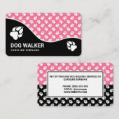 Stilvoll rosa und schwarze Paws Dog Walker Pet Sit Visitenkarte (Vorne/Hinten)