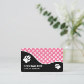 Stilvoll rosa und schwarze Paws Dog Walker Pet Sit Visitenkarte (Stehend Vorderseite)
