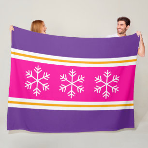 Stilvoll Rosa Weiß Fette Lila Streifen Schneeflock Fleecedecke