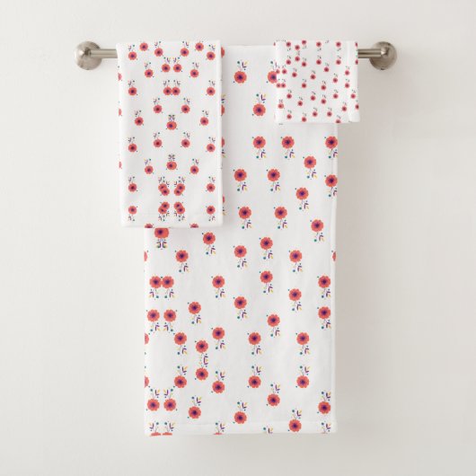 Stilvoll rosa Wildblumen Badhandtuch Set (Insitu)