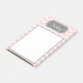 Stilvoll rosa Zickzack Graue Name Post-it Klebezettel (angewinkelt)
