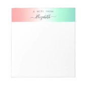 Stilvoll Rot Grün Weiß schwarzer Schriftzeichen Notizblock (Vorderseite)