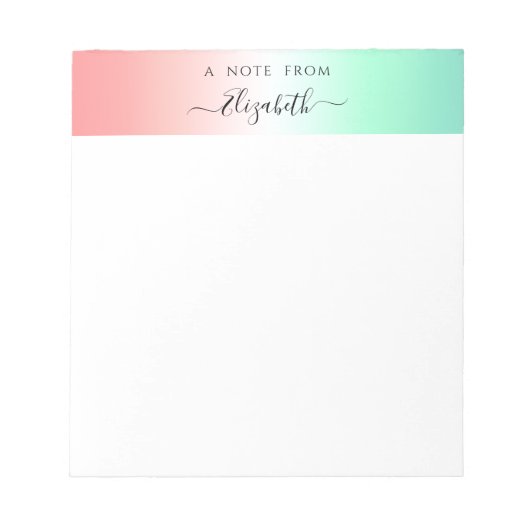 Stilvoll Rot Grün Weiß schwarzer Schriftzeichen Notizblock (Vorderseite)