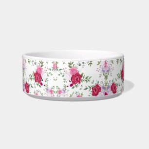 Stilvoll Rot und Rosa Blumenmuster auf Weiß Napf